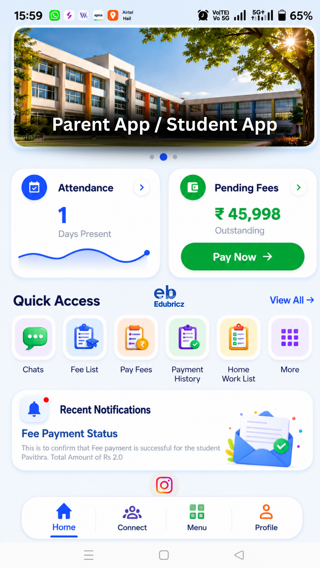 Parent and Student App - Best School ERP Software Bangalore